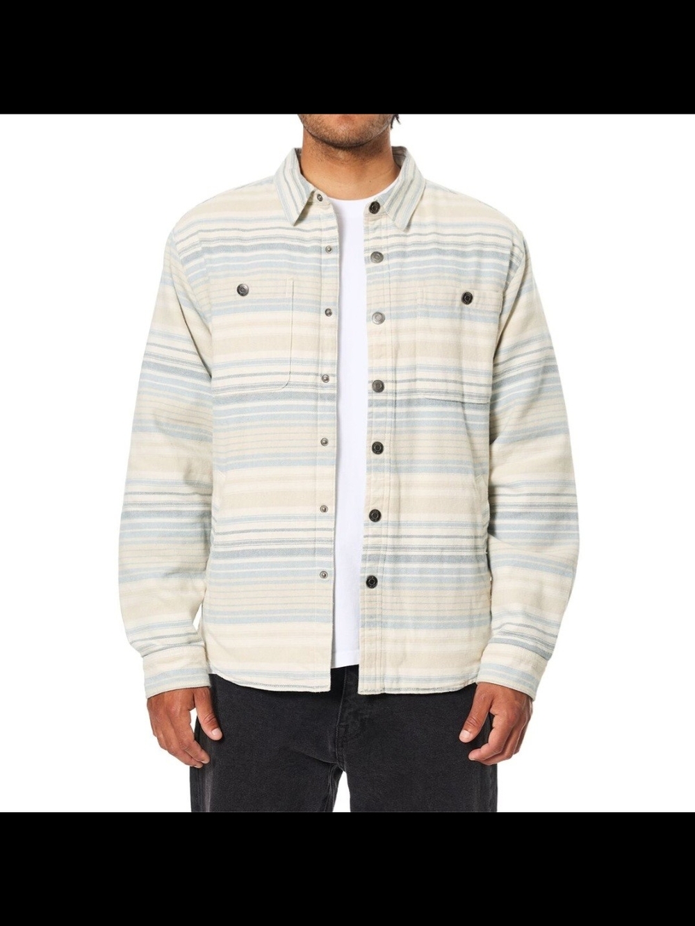 Size XXL - Katin Harold Stripe Jacket - Cream And Blue